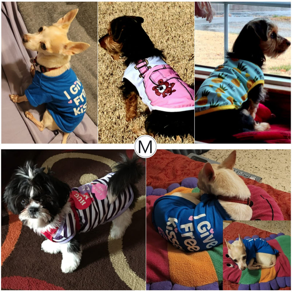 SATINIOR dog shirt cartoon pattern 4 soft cotton for all-day comfort.