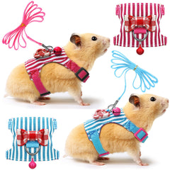 SATINIOR hamster harness blue striped for comfortable outdoor walks