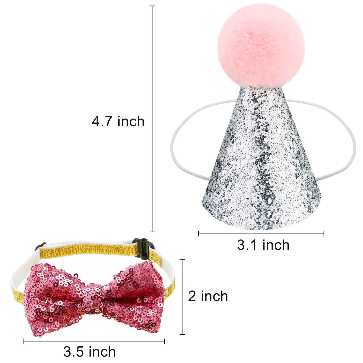 SATINIOR pink bowtie for small dogs at parties