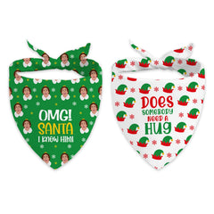 Saukore Buddy Elf dog bandana front view, festive photo prop.