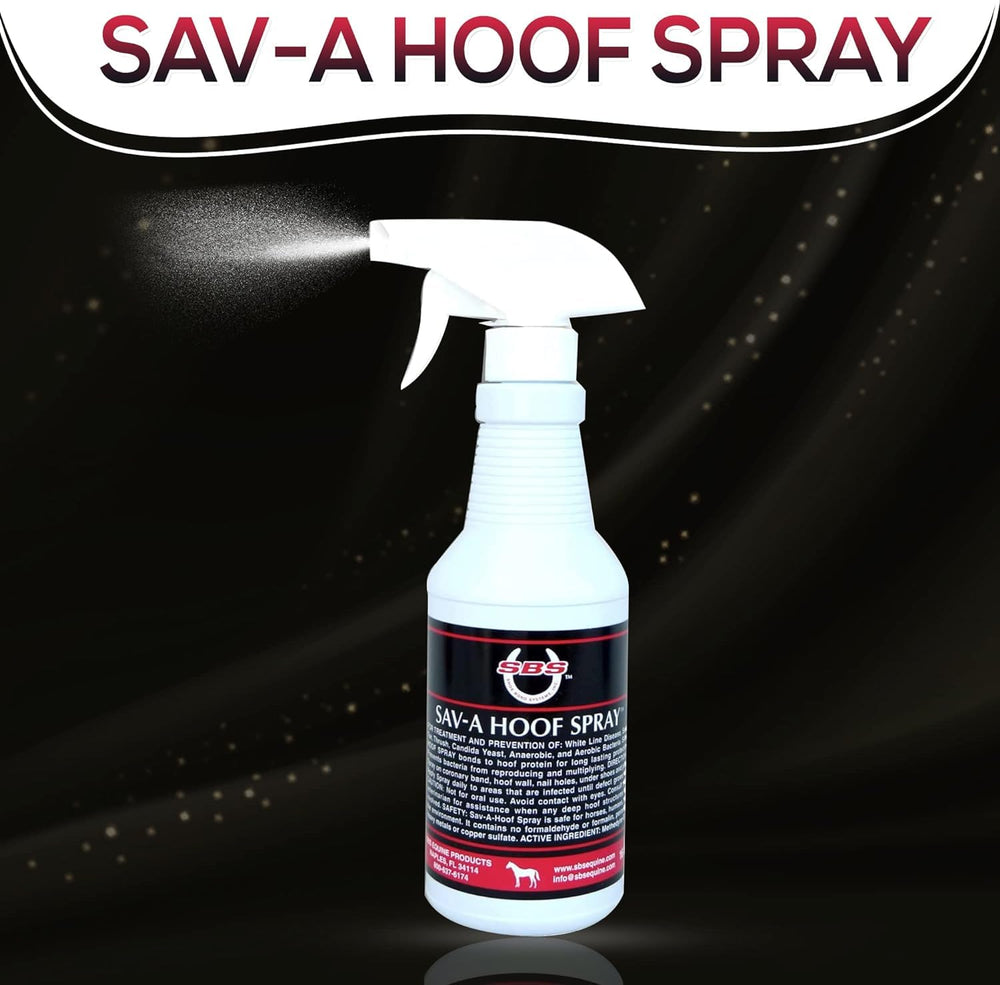 SAV-A-HOOF SBS Equine Spray before-and-after hoof care comparison.