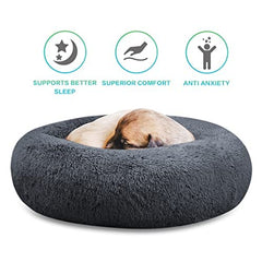 SAVFOX Calming Dog Bed rim bolster provides secure warmth for anxious dogs.