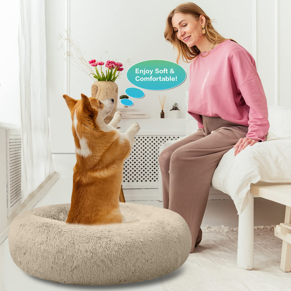 SAVFOX plush calming dog bed machine-washable feature simplifies cleanup after cozy naps