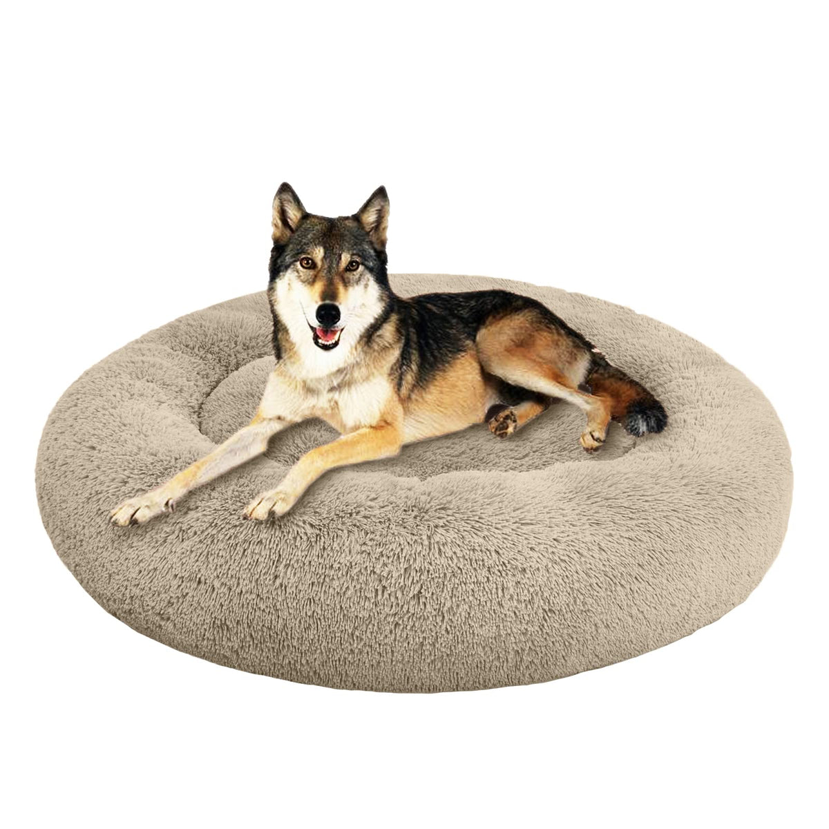 SAVFOX plush calming dog bed outer fur closeup highlights cozy texture for restful nights