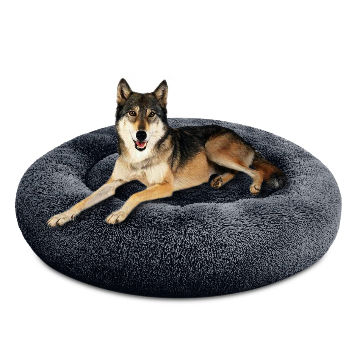 SAVFOX Plush Calming Donut Bed front view shows cozy, secure nook.