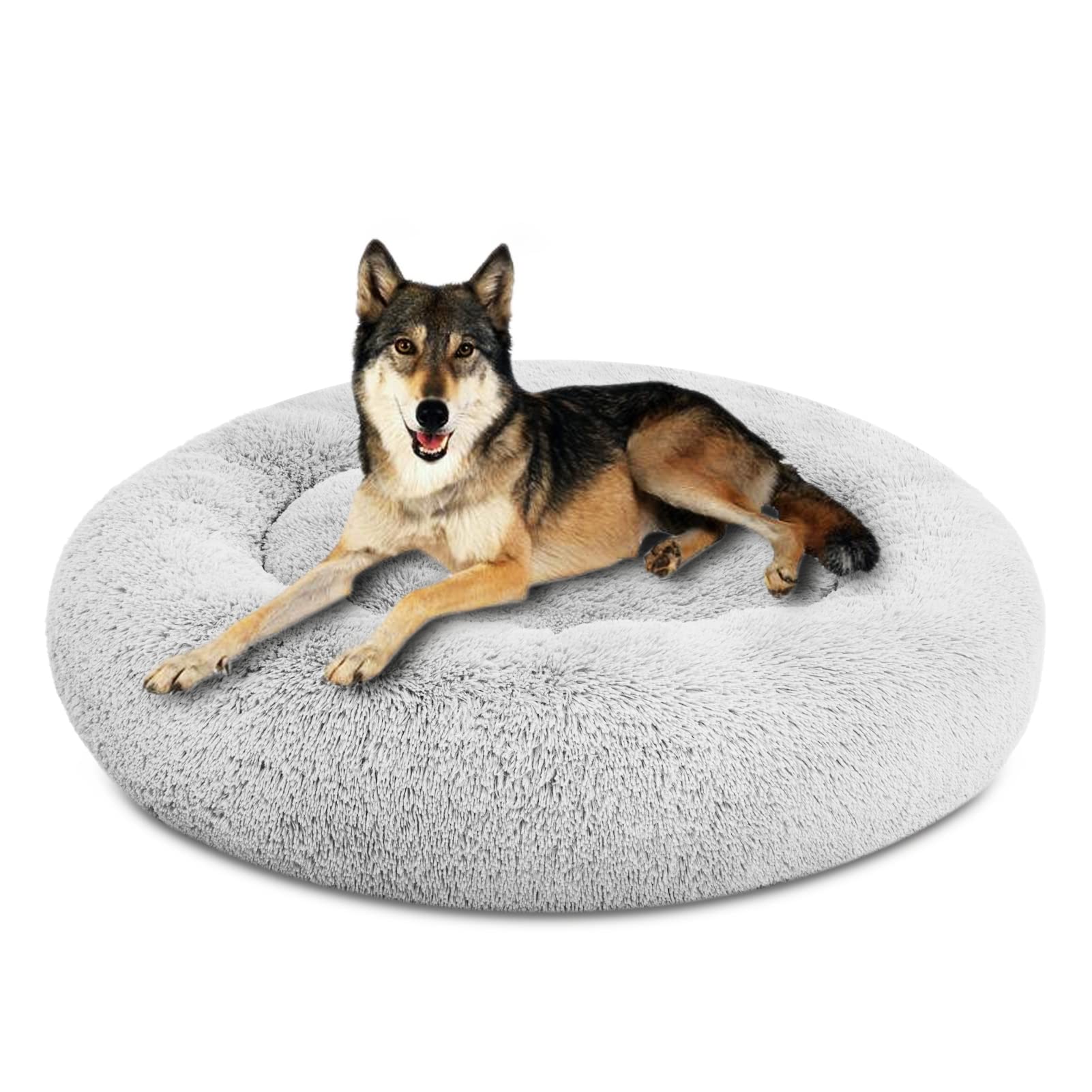 SAVFOX Plush Calming Donut Bed outer faux fur offers cozy warmth and security.
