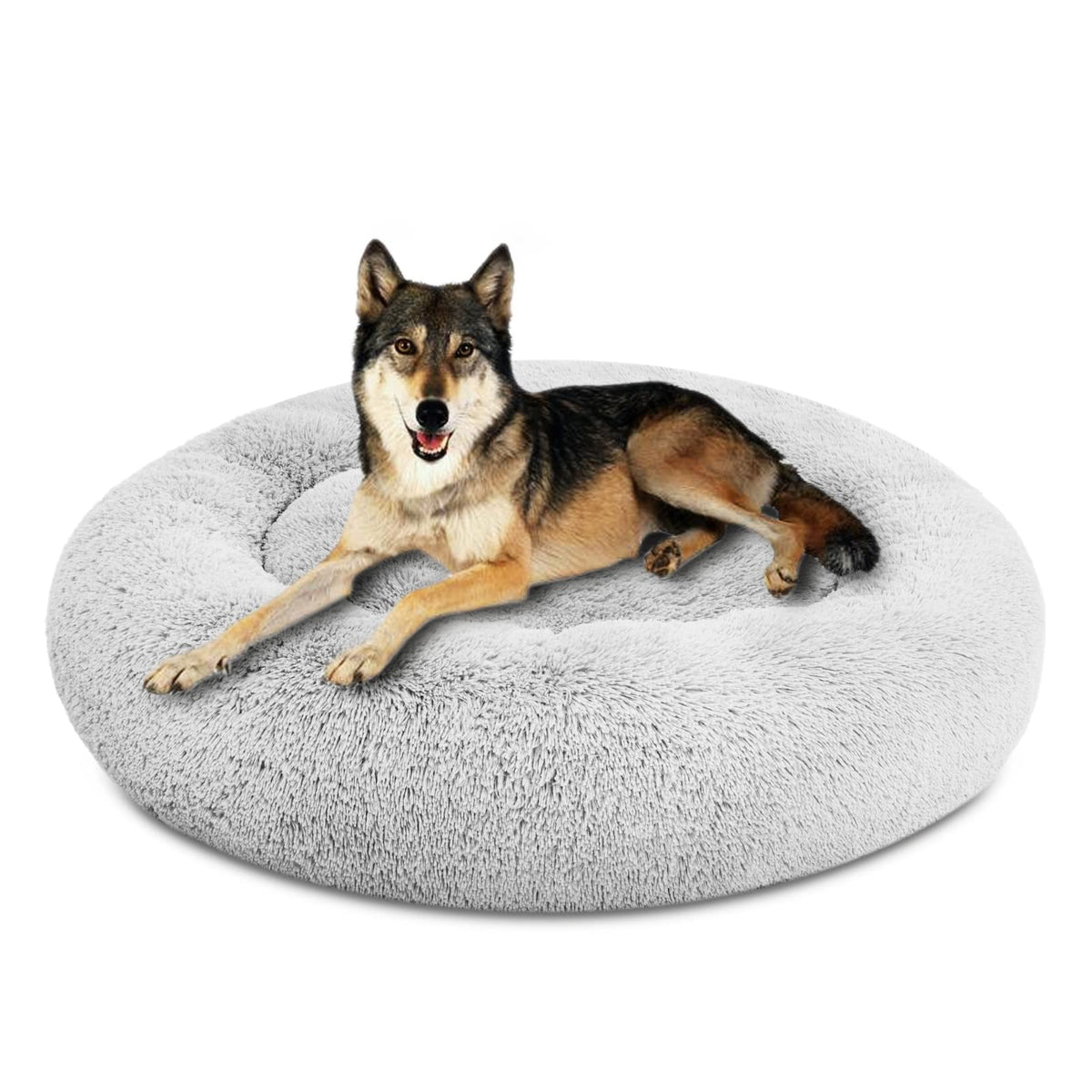 SAVFOX Plush Calming Donut Bed outer faux fur offers cozy warmth and security.