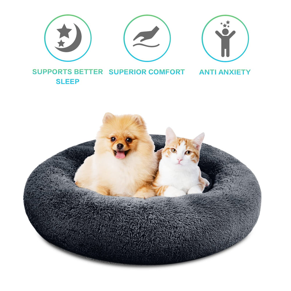SAVFOX Plush Calming Donut Bed side rim closeup highlights warm edge.