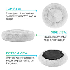SAVFOX Plush Donut Bed washable cover demonstrates easy-care convenience.
