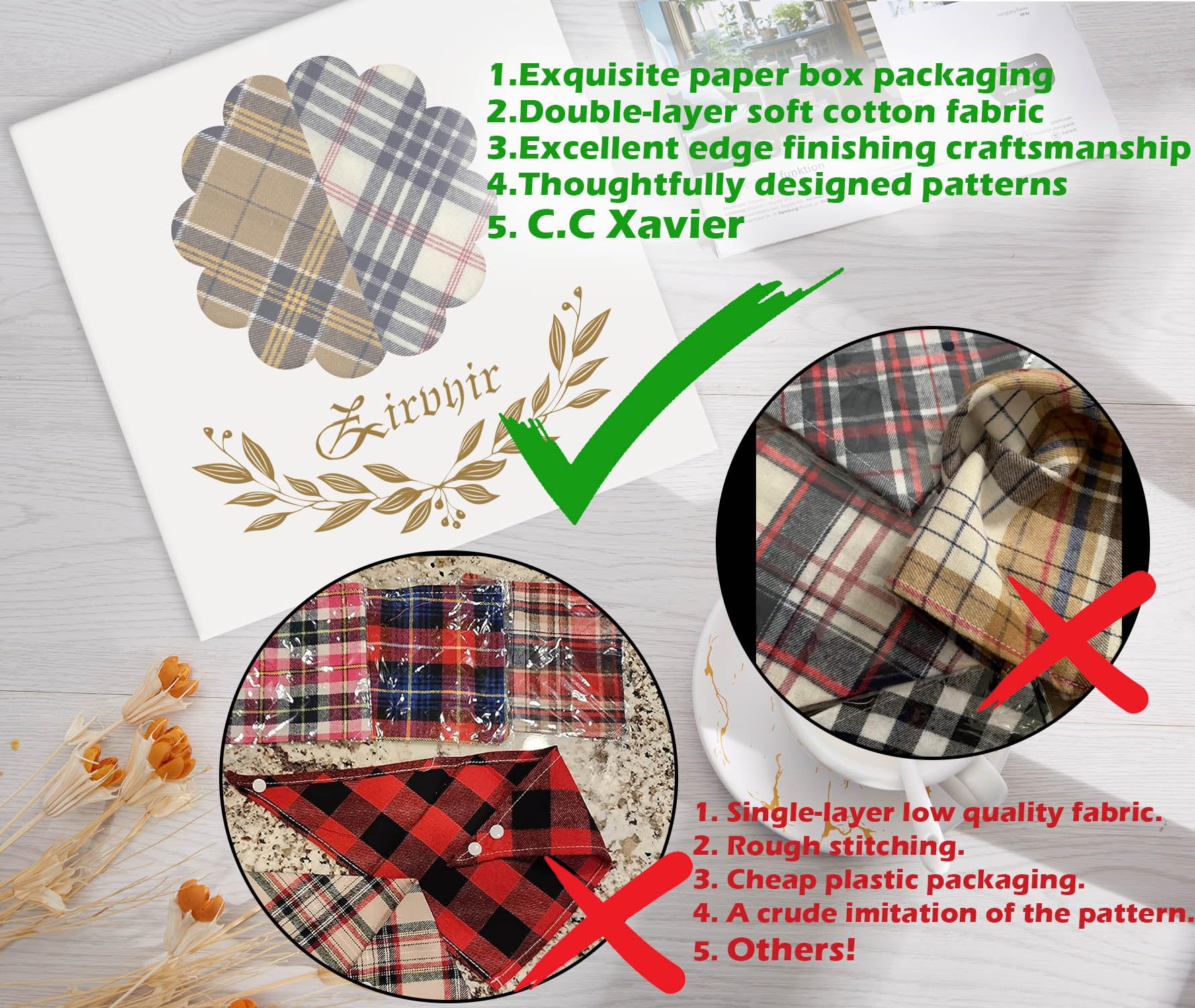 Savier plaid pattern bandana adds timeless style for photos and events