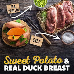 Savory Prime duck breast pieces showing real meat protein.