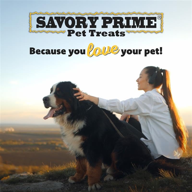 Savory Prime Duck Jerky dog chewing action and chew satisfaction.