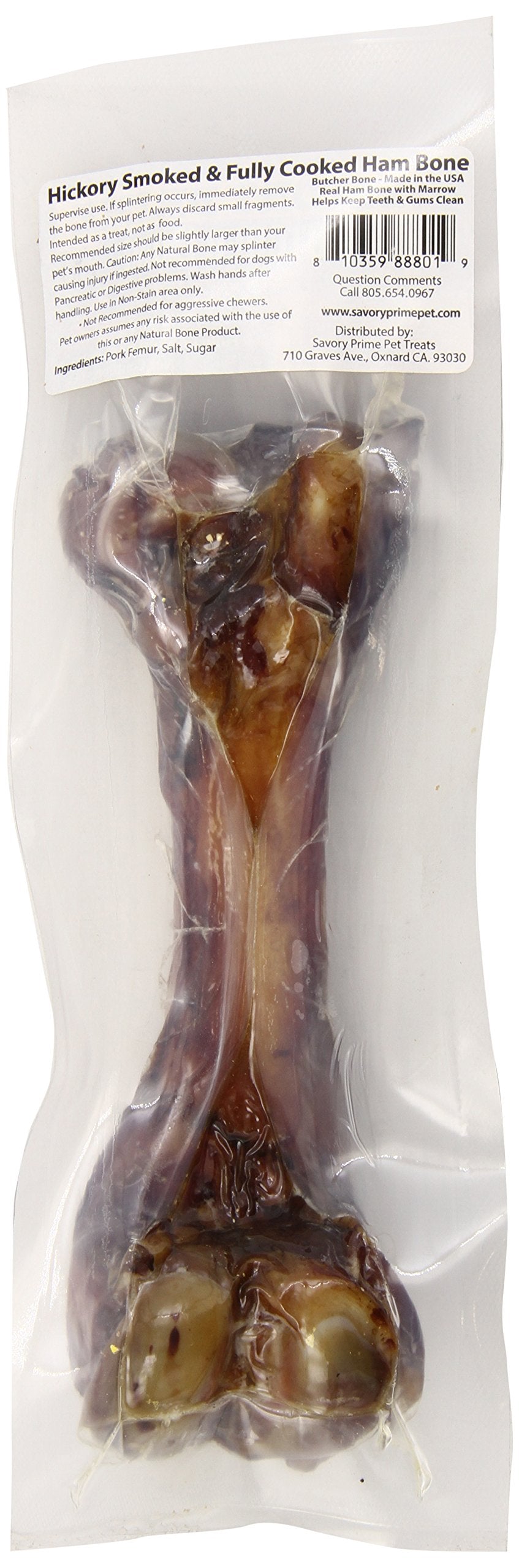Savory Prime ham bone marrow close-up shows marrow detail for chewing
