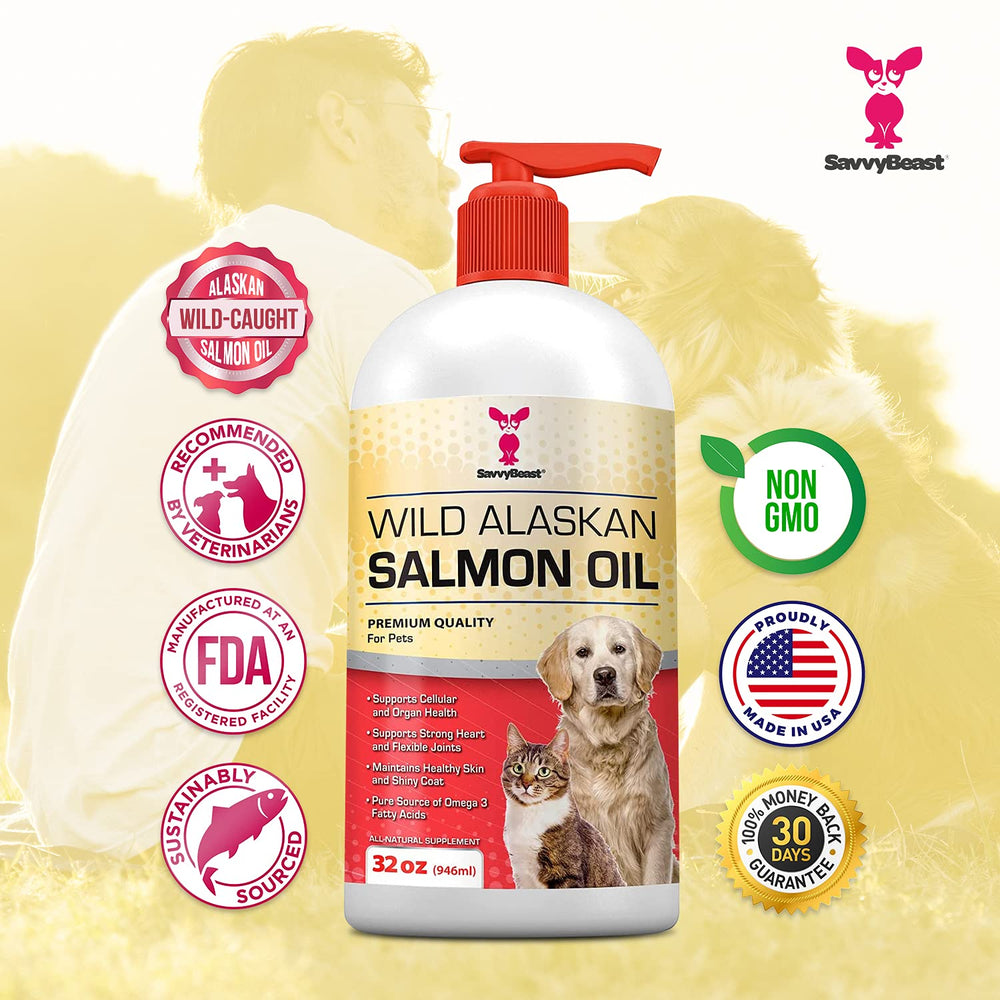 SavvyBeast oil bottle shows EPA and DHA focus for omega-3 support