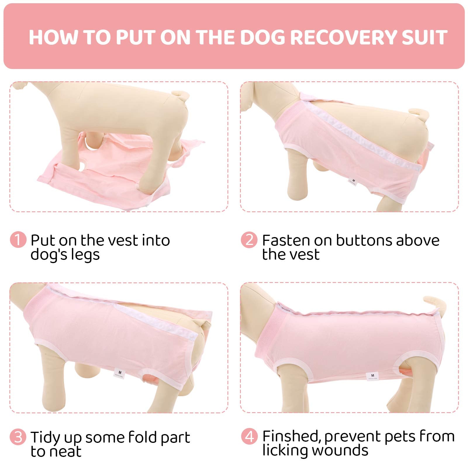 SAWMONG dog recovery suit abdominal round design aids defecation comfort