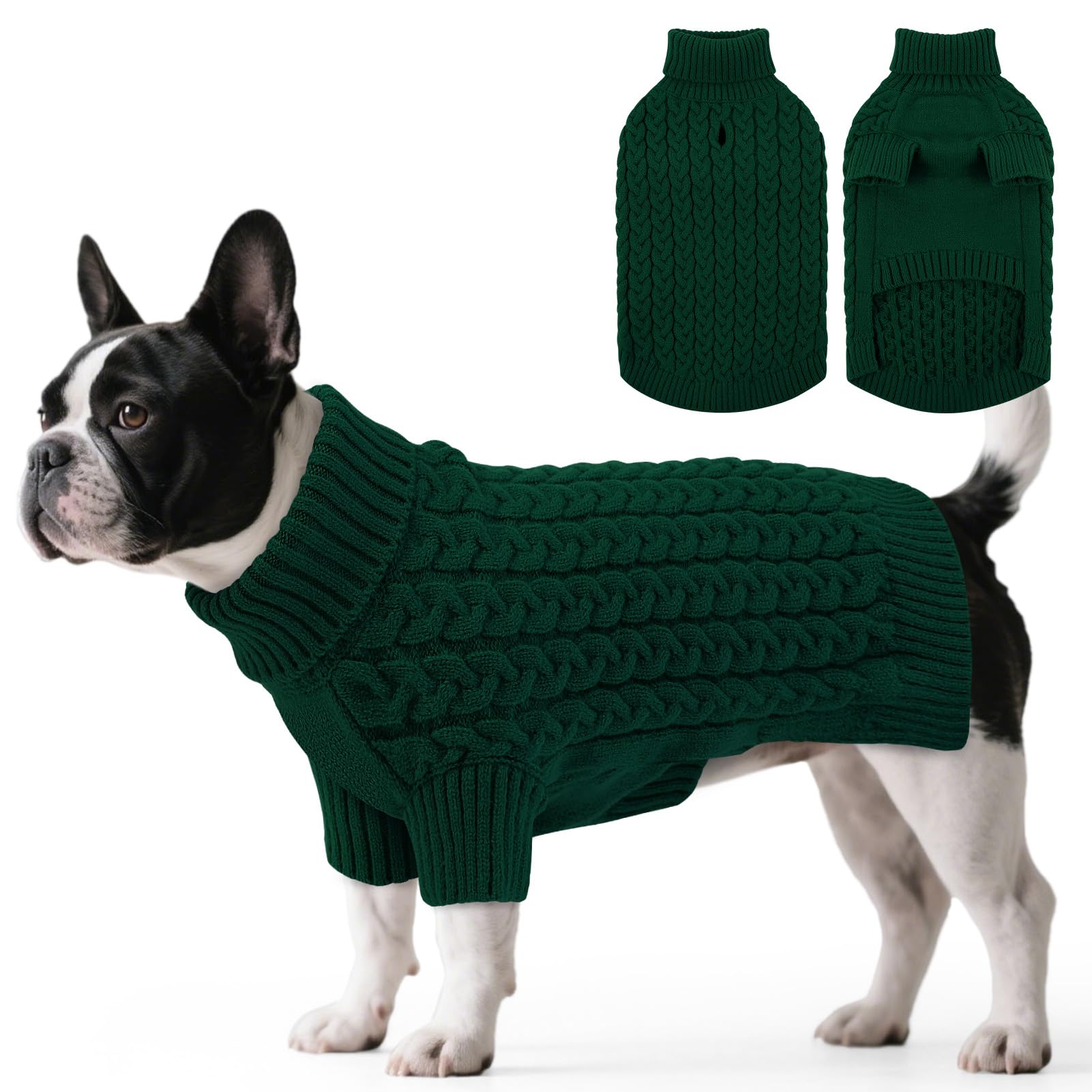 SAWMONG Dog Sweater green closeup knit shows soft breathable fabric for comfy everyday wear