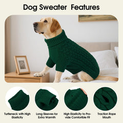 SAWMONG Dog Sweater green foldable-collar detail highlights neck protection and easy on/off