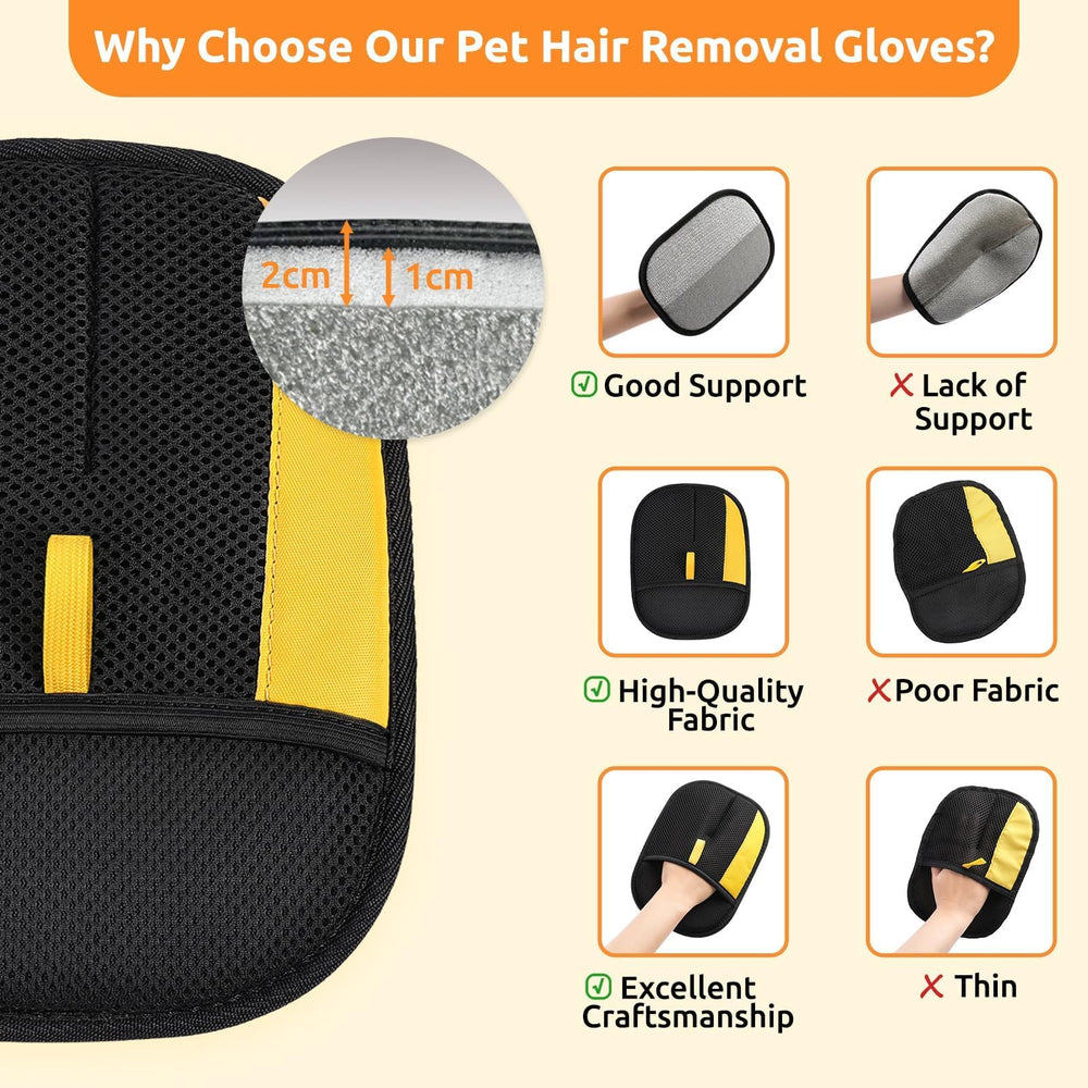 SAWMONG gloves in use on fabric couch—removing hair without harsh motions