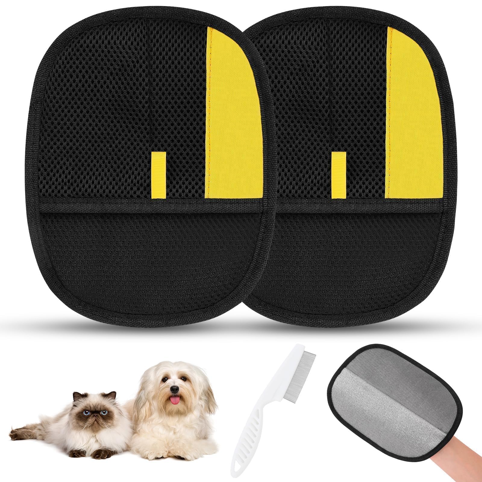 SAWMONG pet hair removal glove pack front—two gloves for quick fabric refresh