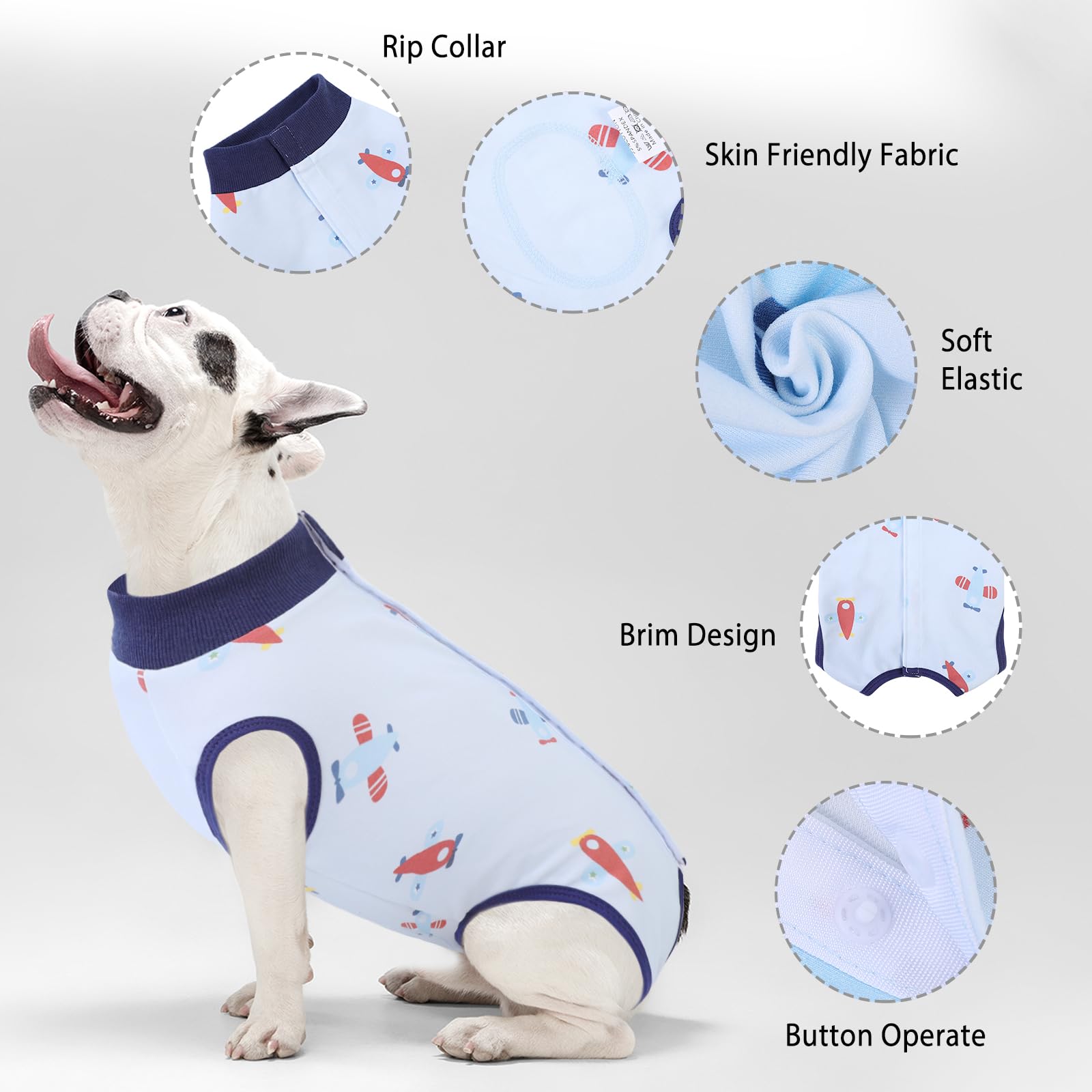 SAWMONG traje de recuperación para perros, cierre de velcro para ajuste rápido