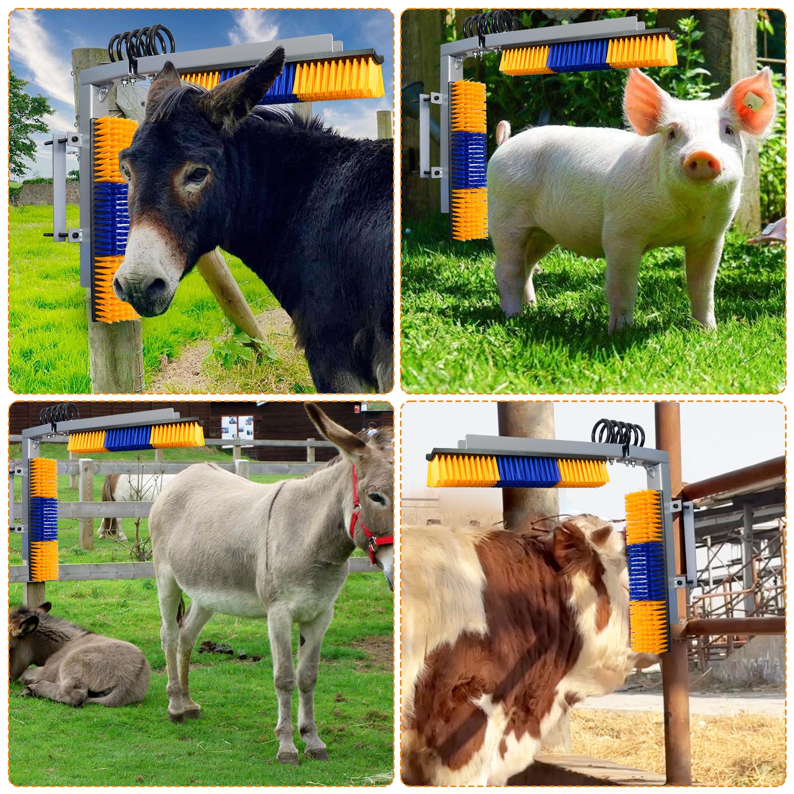 Sayutie scratch brush relief itching; helps maintain clean coats across livestock.