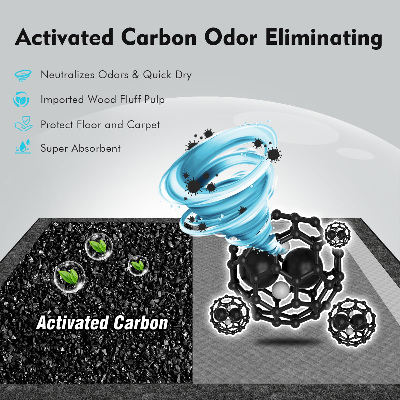 SCLOSE Charcoal Pads odor-control close-up highlighting activated charcoal benefits.