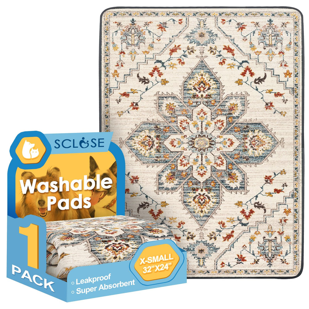 SCLOSE washable dog pad 32x24 laid flat for dry floors and repeat use.