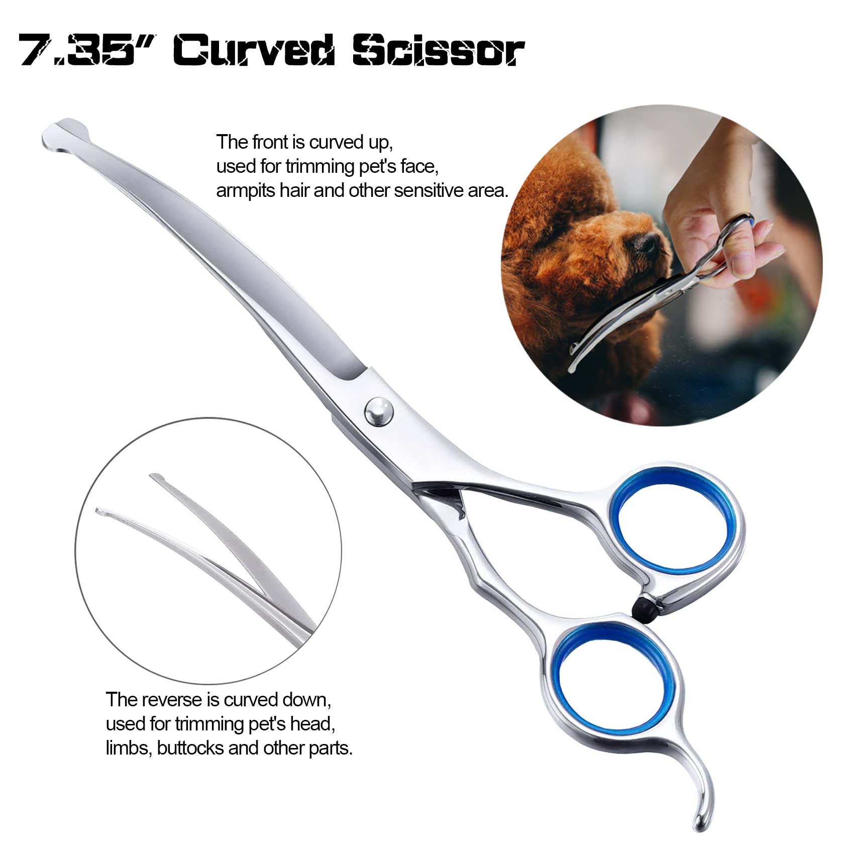 SCEDREAM straight grooming scissors provide clean, precise trims on coats.