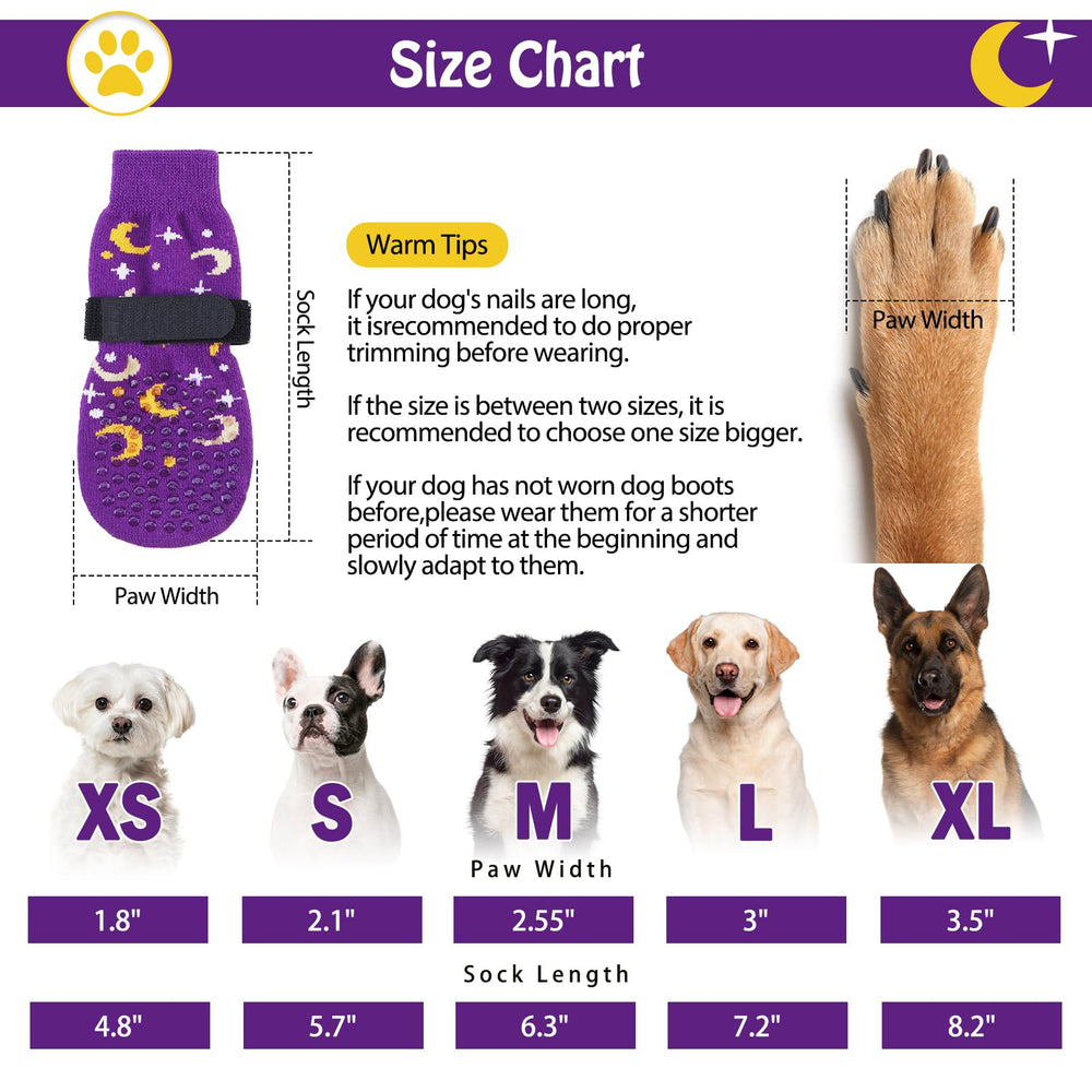 SCENEREAL anti-slip dog socks with bottom grip for traction on slick floors