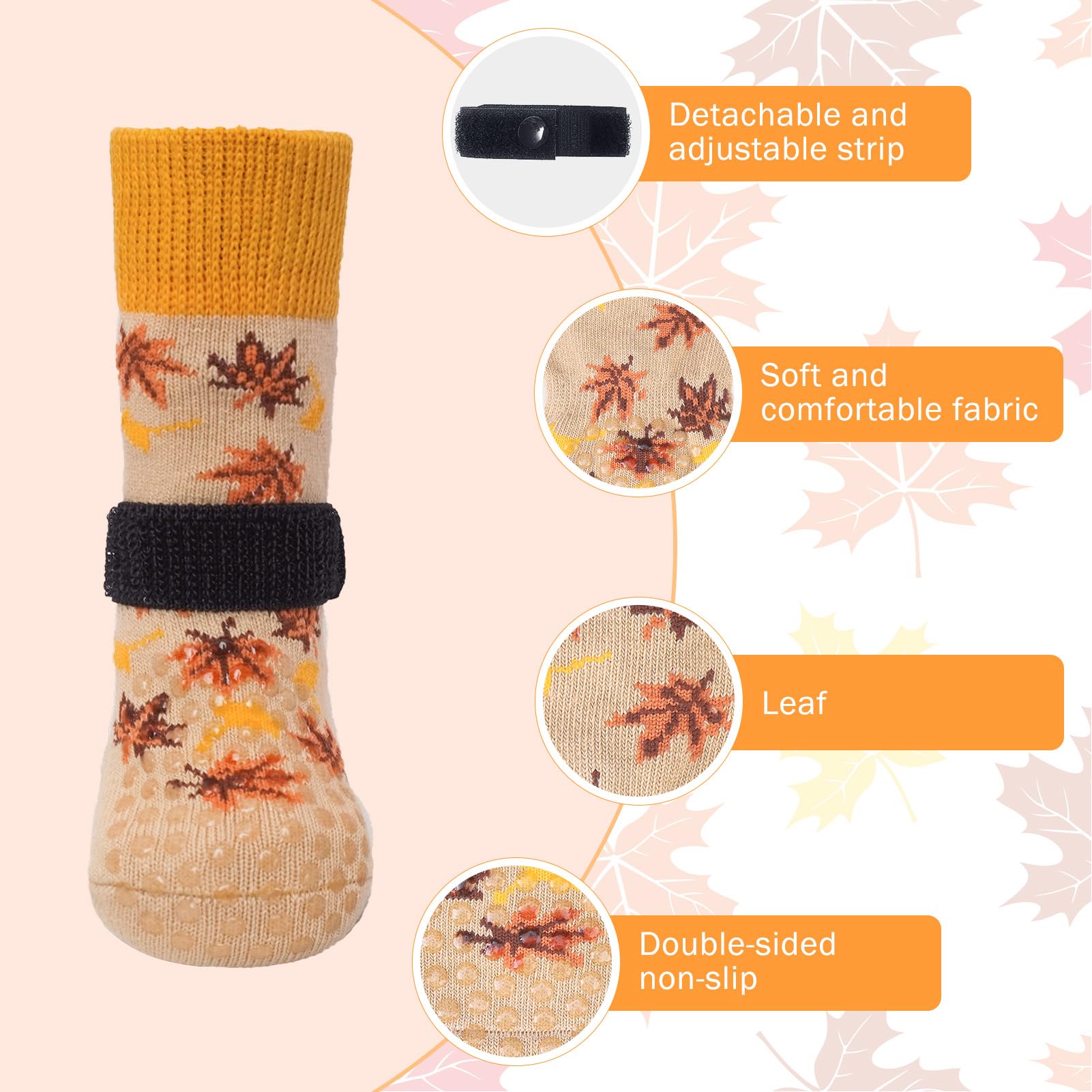 SCENEREAL anti slip dog socks bottom grip section improves indoor mobility.