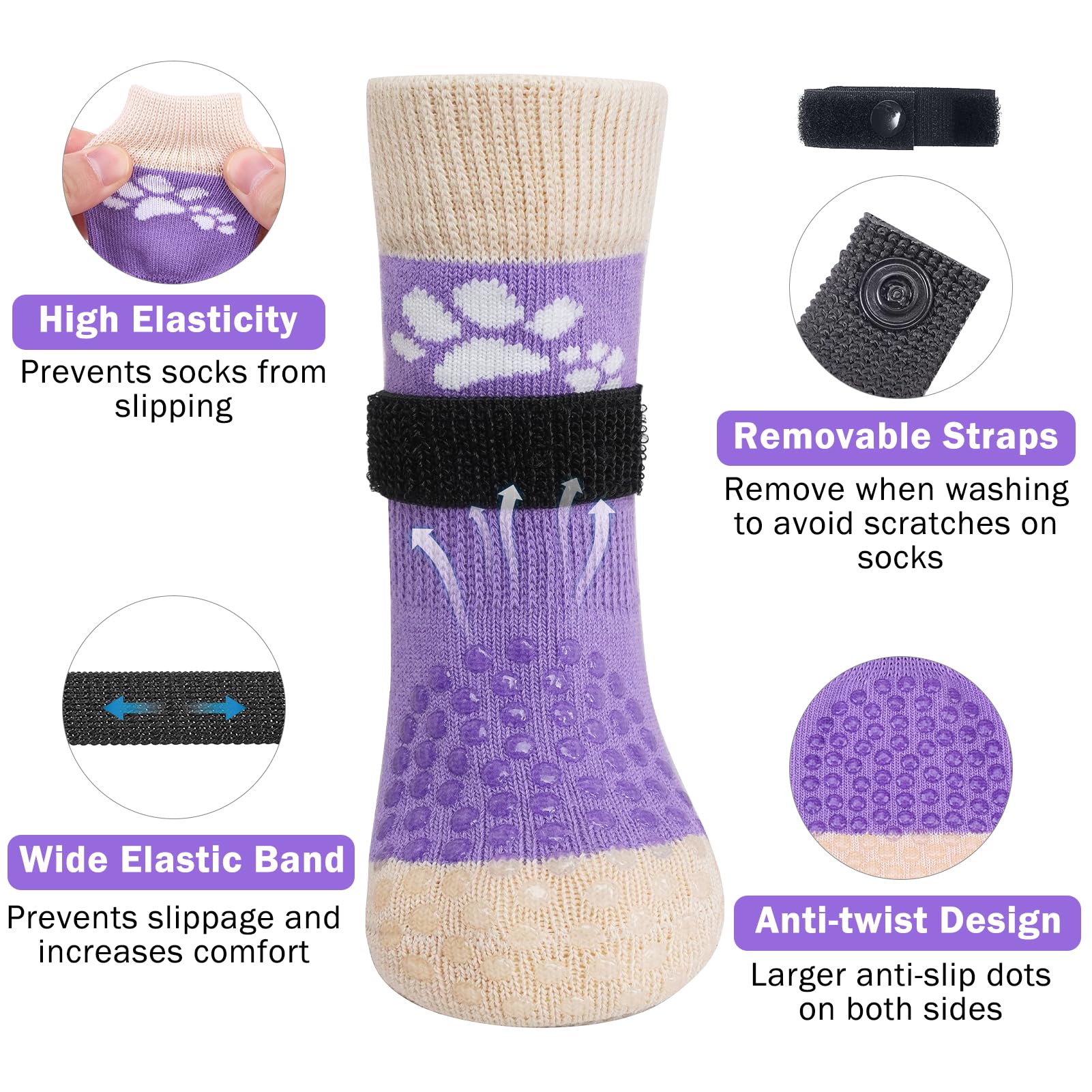 SCENEREAL anti-slip dog socks with double-sided grip improving floor traction