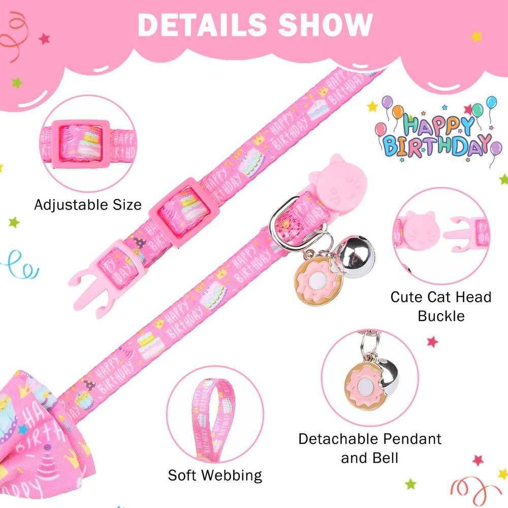 SCENEREAL cat bandana collar detachable bow tie and bell for styling options