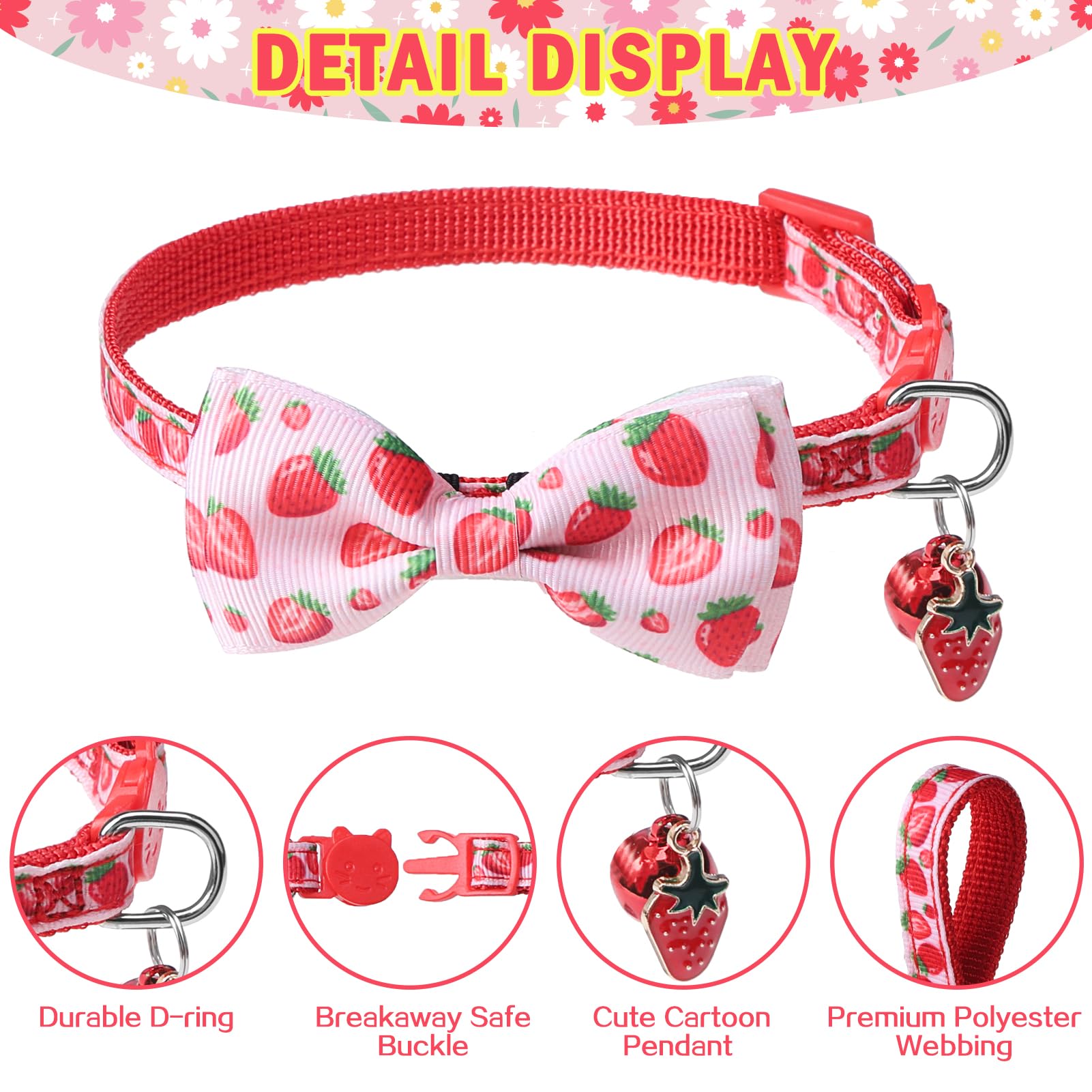 SCENEREAL cat collar bow removable for customizable look.