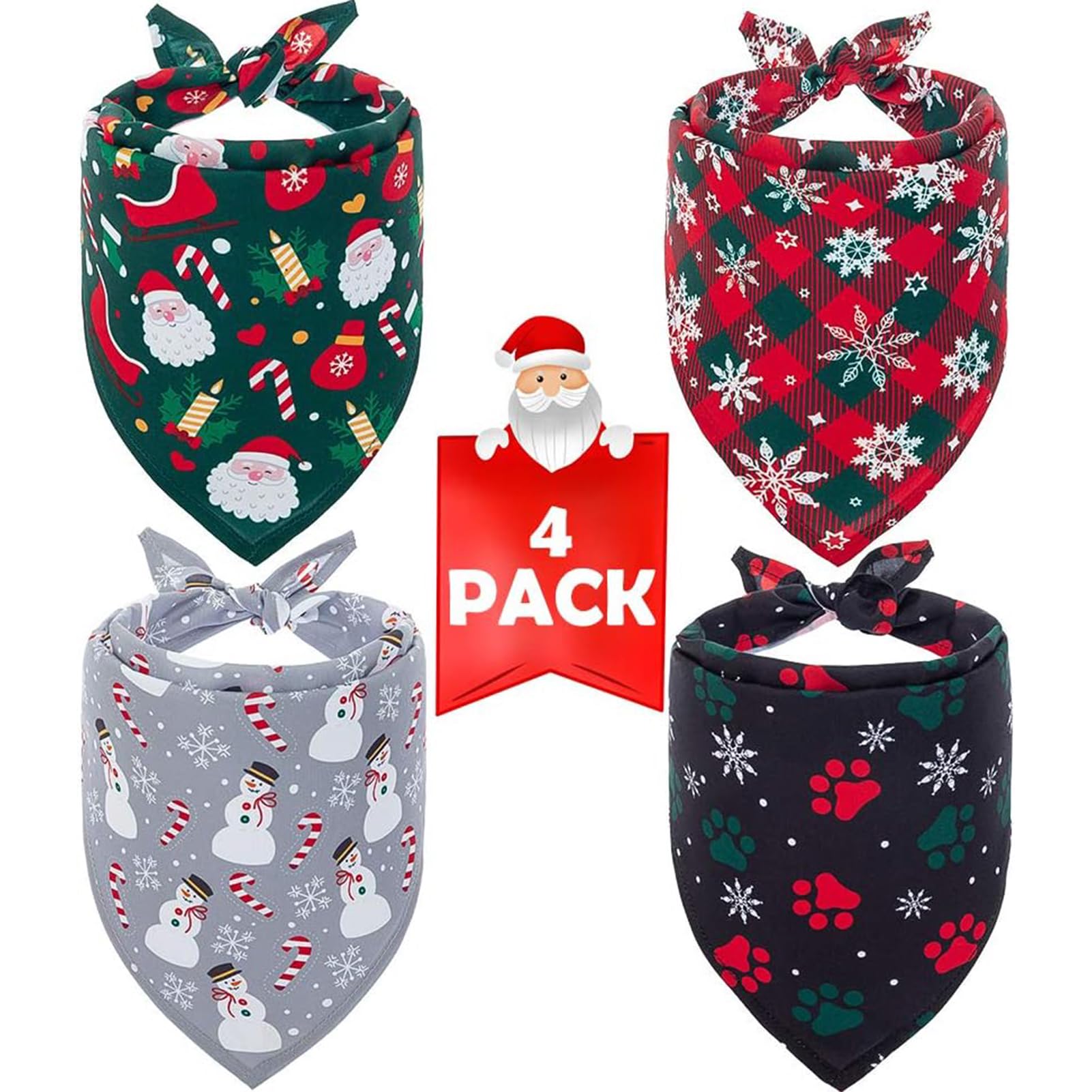 SCENEREAL Christmas dog bandana pack worn by a pup for festive photos.