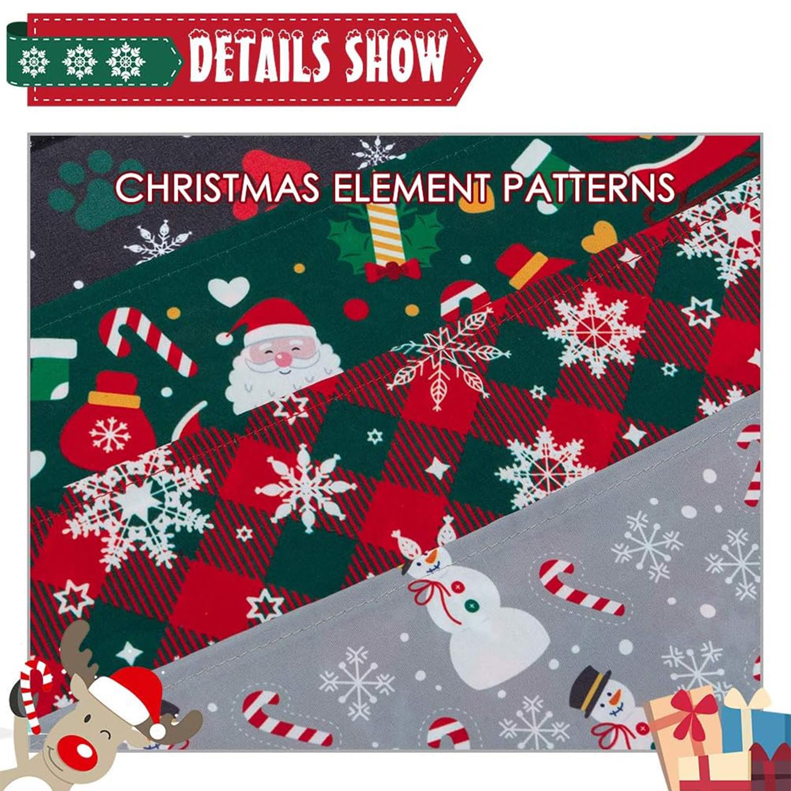 SCENEREAL Christmas dog bandana snowman display for cute seasonal photos.