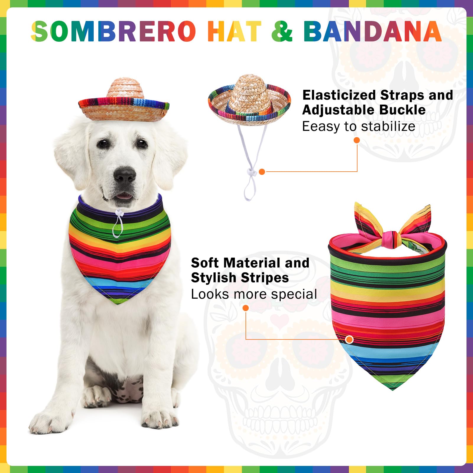 SCENEREAL Day of the Dead dog costume enhances holiday-themed photos.