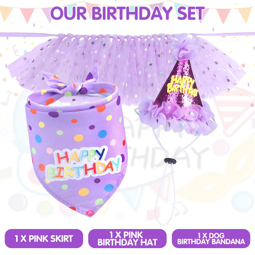 SCENEREAL purple birthday set enhances party visuals for pet photos and videos