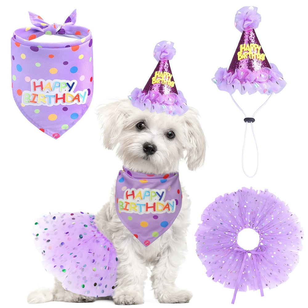 SCENEREAL dog birthday bandana in purple with dot pattern for a charming party look