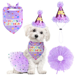 SCENEREAL dog birthday bandana in purple with dot pattern for a charming party look