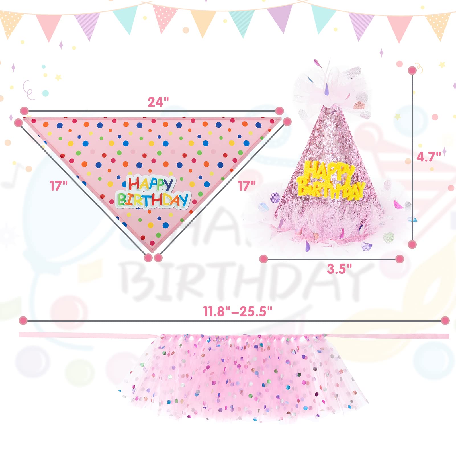 SCENEREAL dog birthday hat pink for adorable party wear