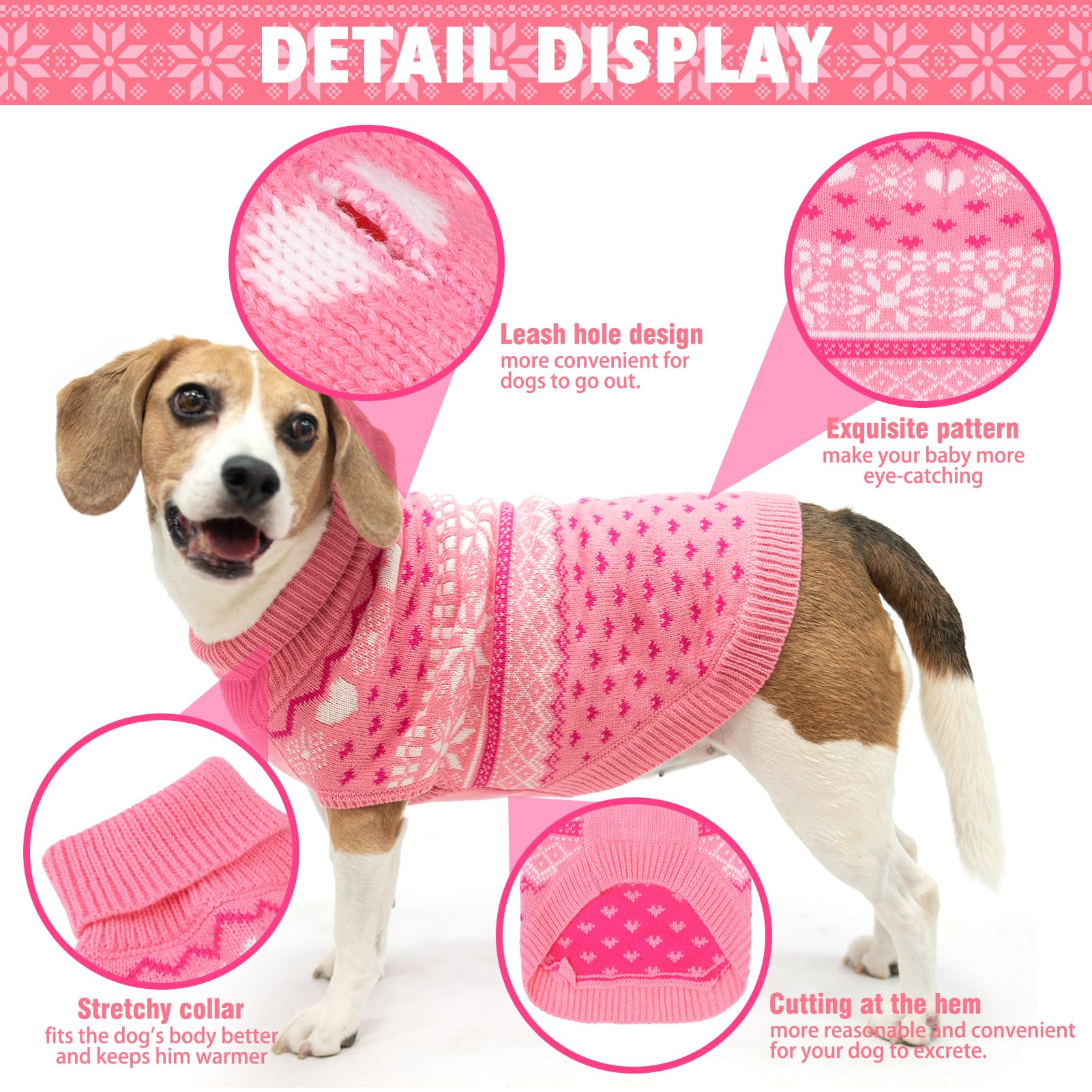 SCENEREAL Christmas multi-color dog sweater adds cute holiday flair
