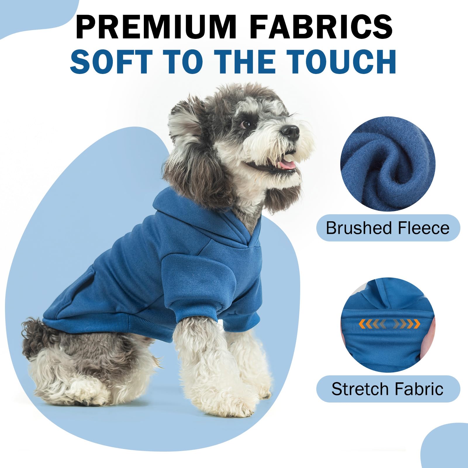 SCENEREAL dog hoodie blue pocket detail highlights convenient toy or treat storage