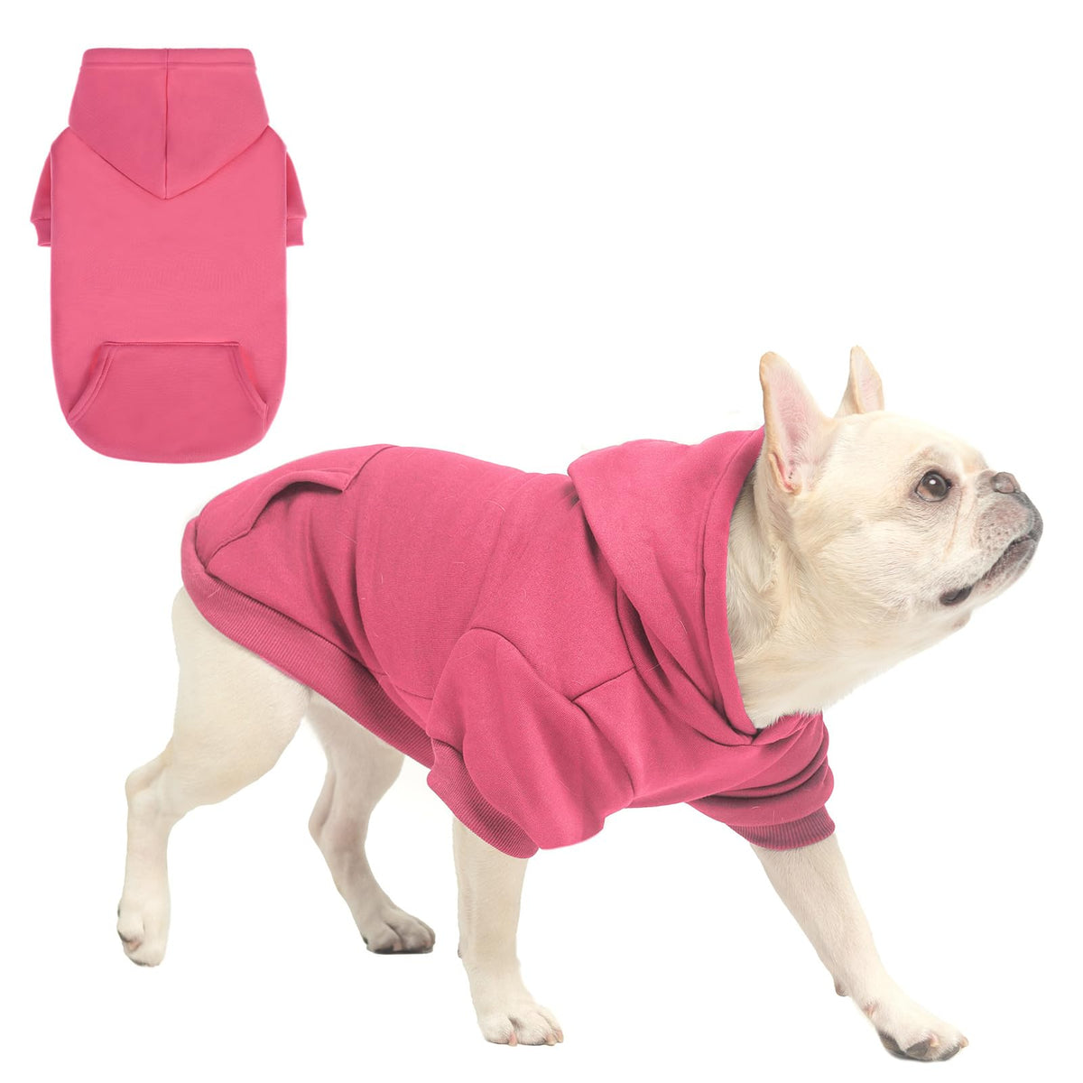 SCENEREAL dog hoodie pink M front view shows cozy fleece warmth for daily wear