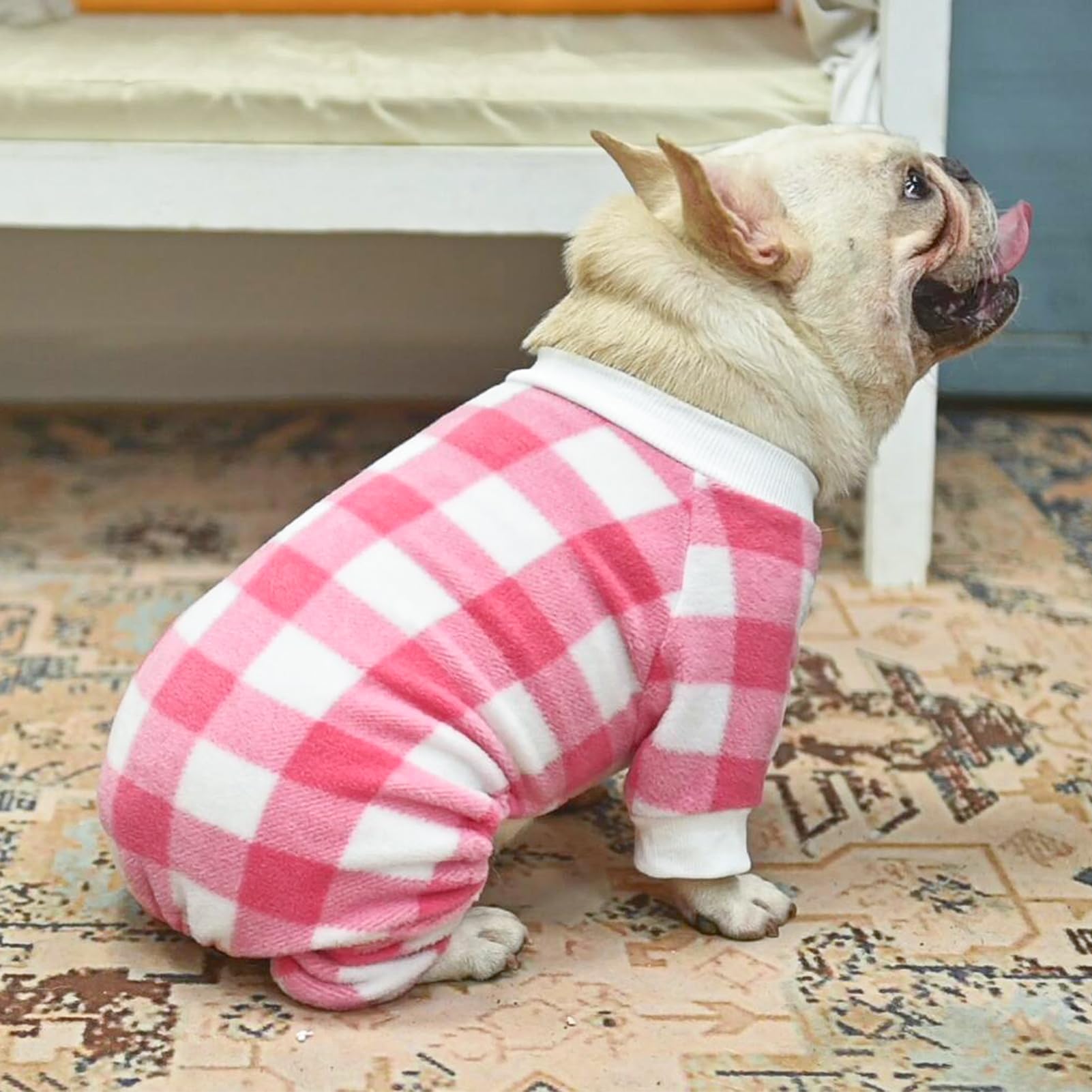 SCENEREAL dog pajamas fabric-closeup soft fibers and stretch.