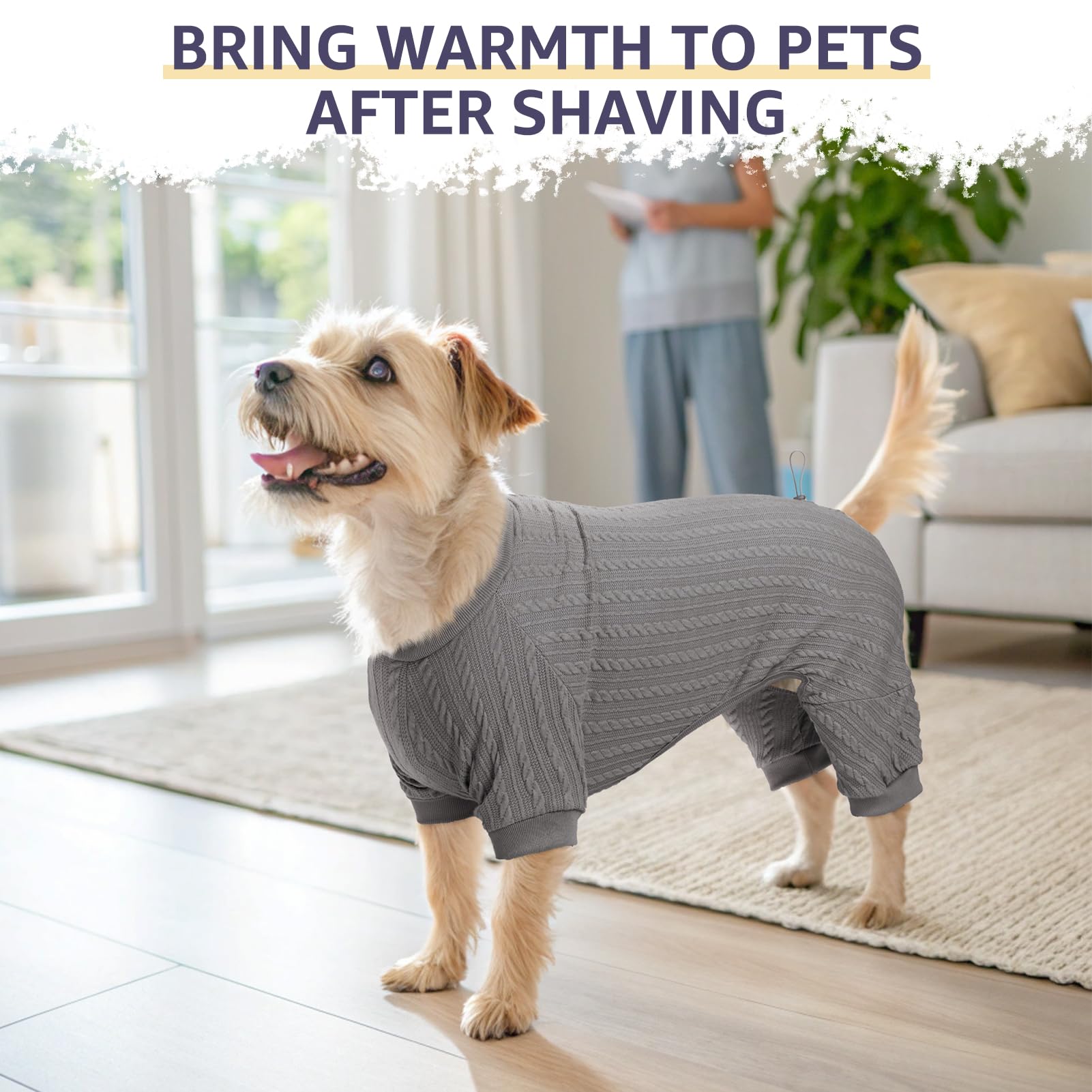 SCENEREAL dog pajamas grey care-friendly fabric stays shape after washing.