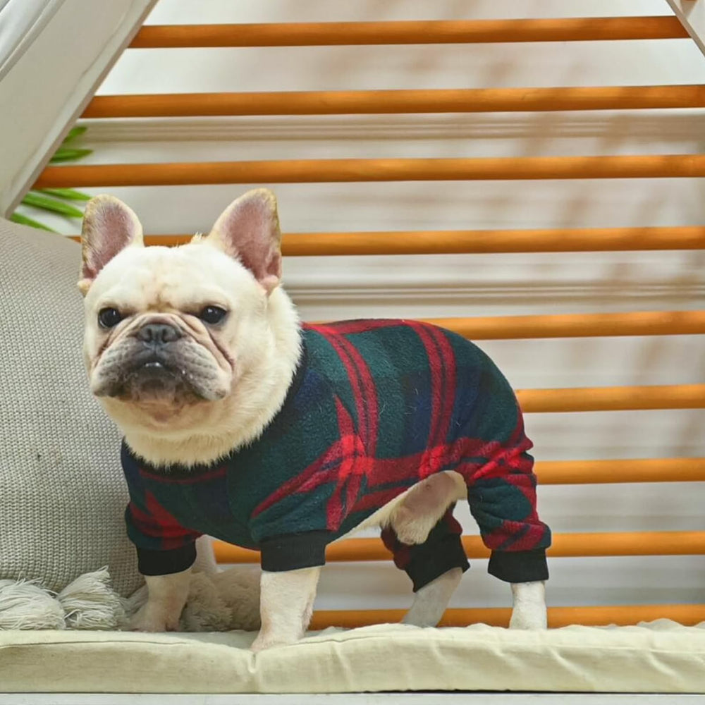 SCENEREAL dog pajamas sizing guide helps you measure chest accurately.