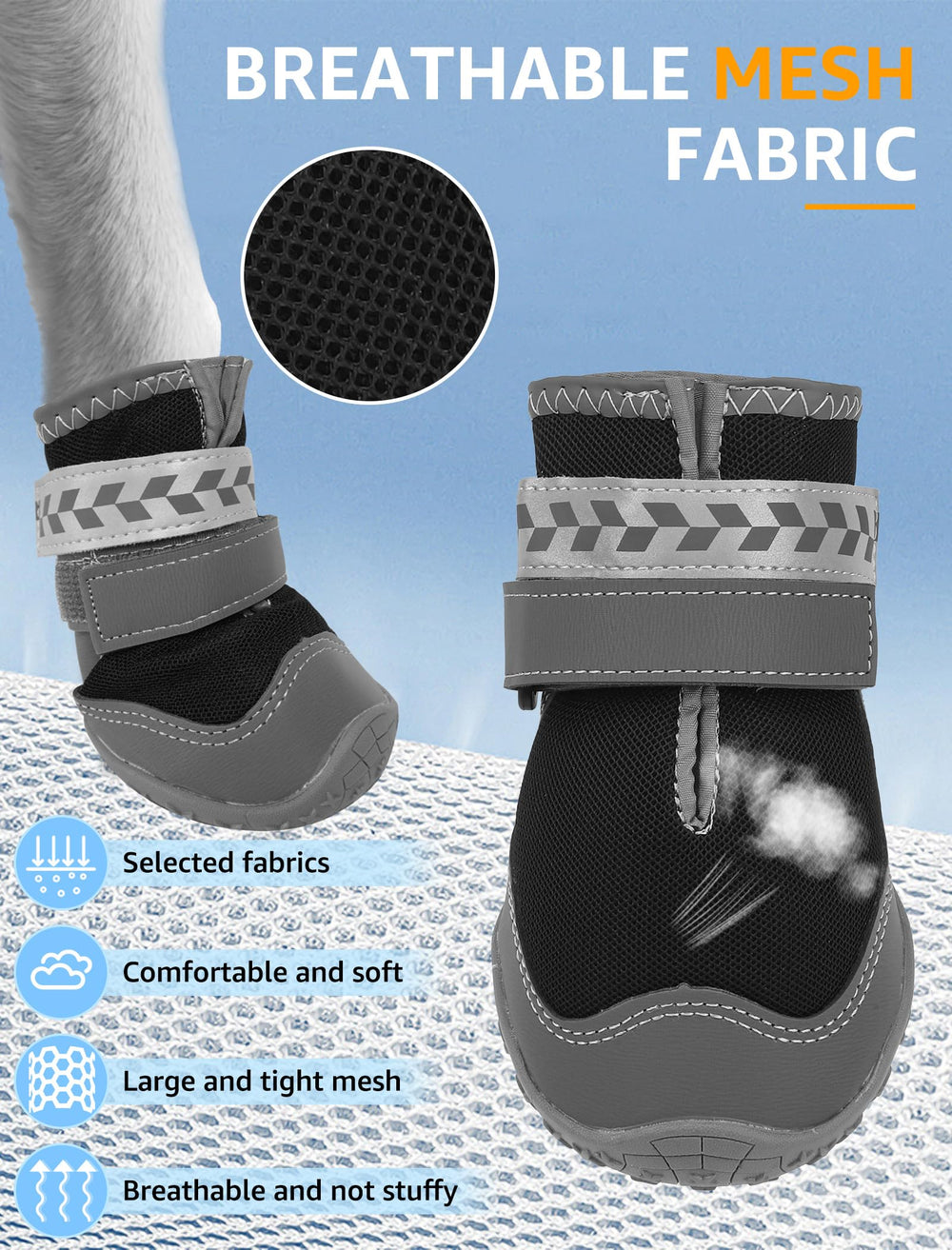 SCENEREAL dog shoes adjustable straps large-fit provide secure fit for big dogs