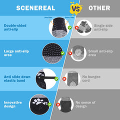 SCENEREAL dog socks shield paws from hot pavement and rough surfaces.