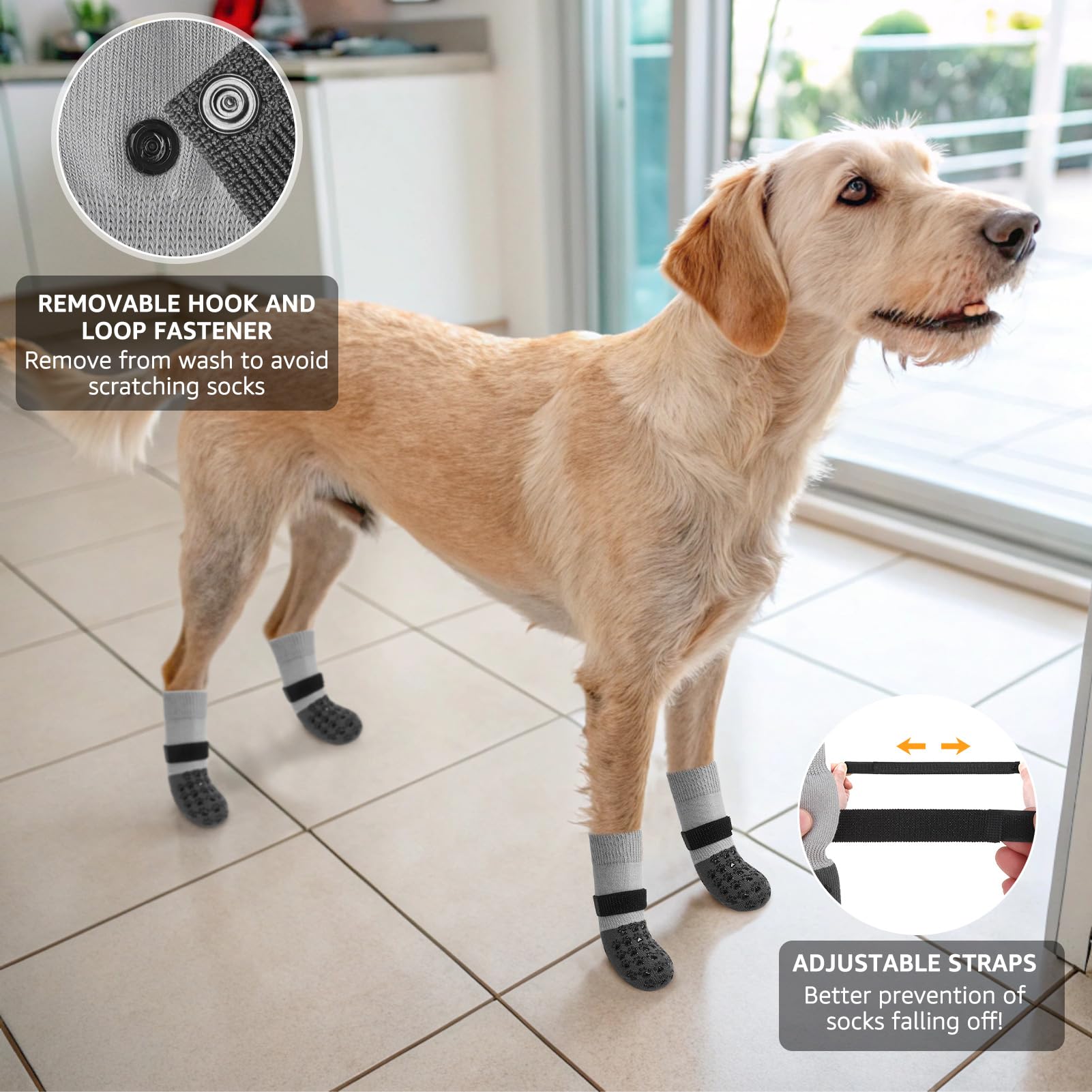 SCENEREAL dog socks adjustable elastic tape ensures a secure stay-on fit