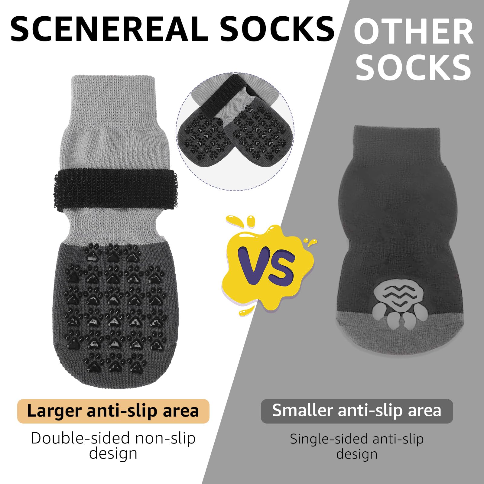 SCENEREAL dog socks measure size guide supports accurate fit before purchase